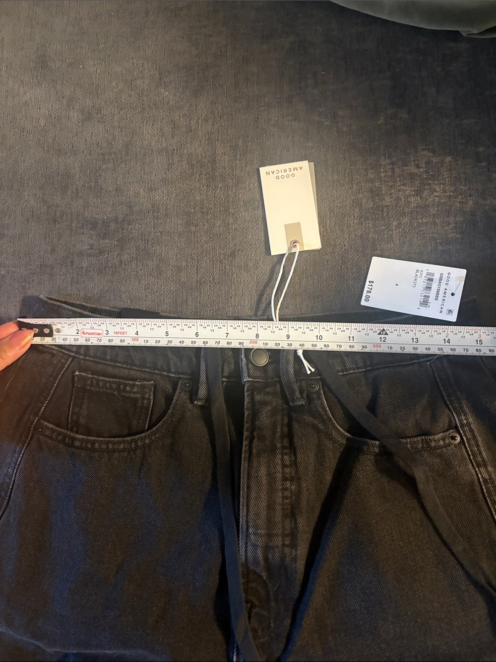 Good American Black Barrel Leg High-Rise Jeans - Picture 5 of 5